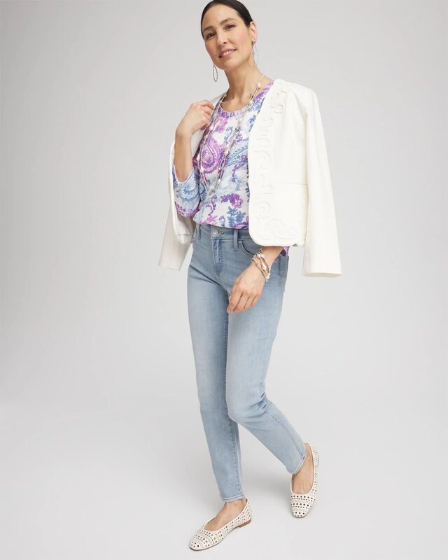 Paisley Slub Scoop Neck Tee - image 2